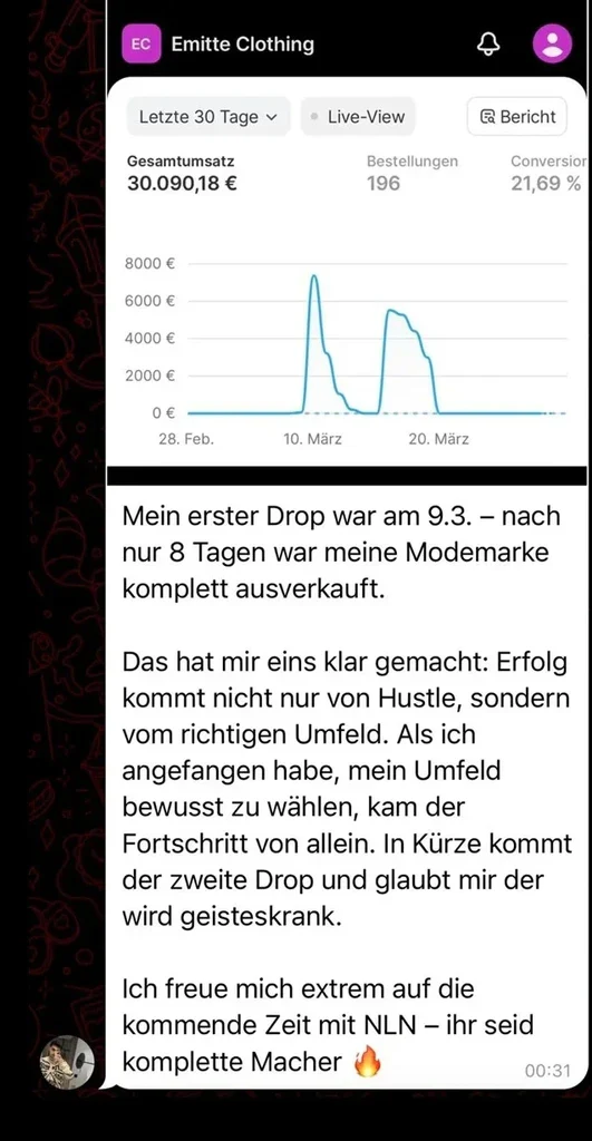 Feedback-Nachricht eines Mitglieds