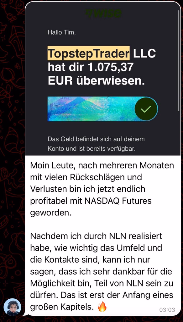 Feedback-Nachricht eines Mitglieds